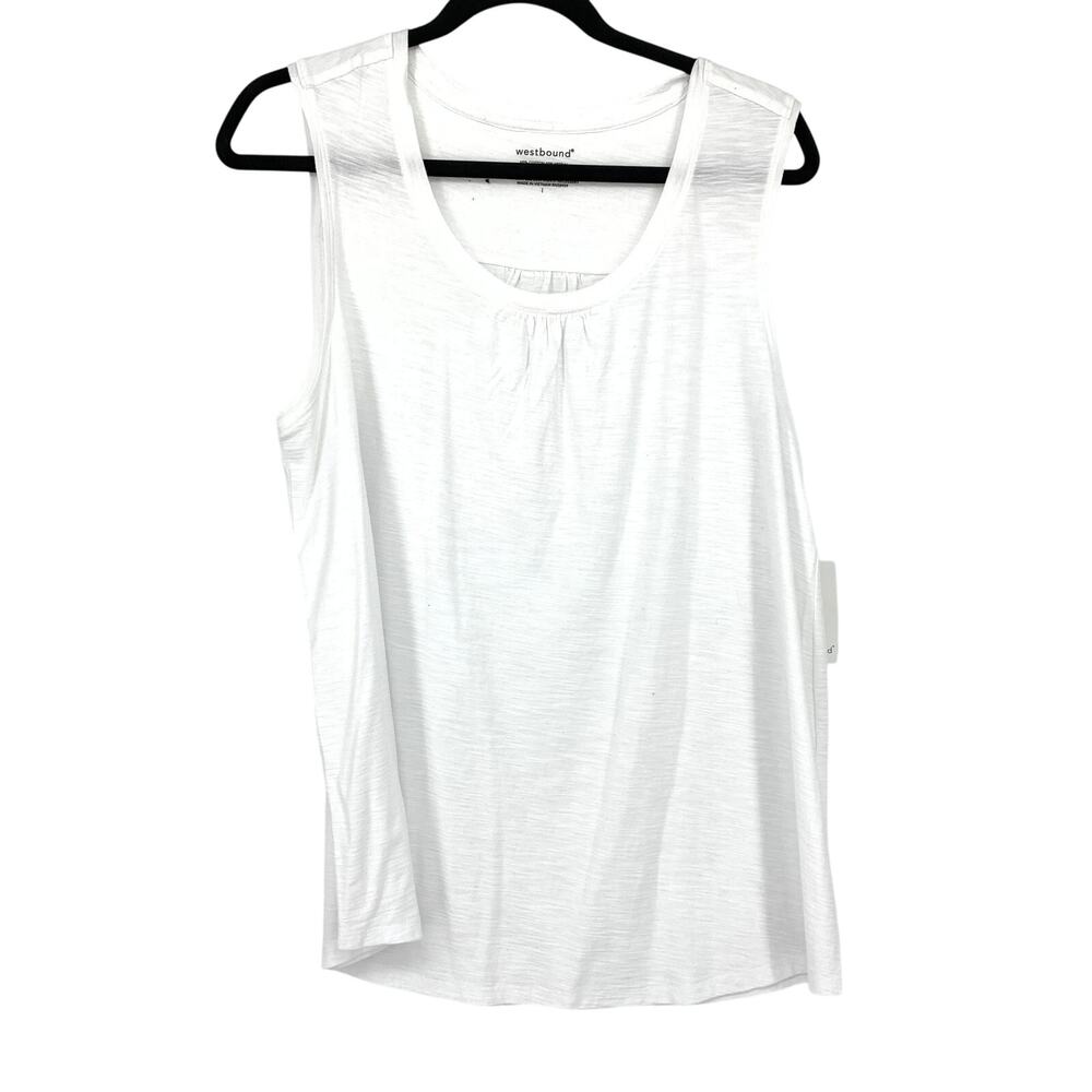 Westbound Tank Top Womens Size Large Scoop Neck White Cotton Blend NEW